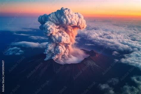 Volcanic eruption. Climate change concept. AI generated, human enhanced ...