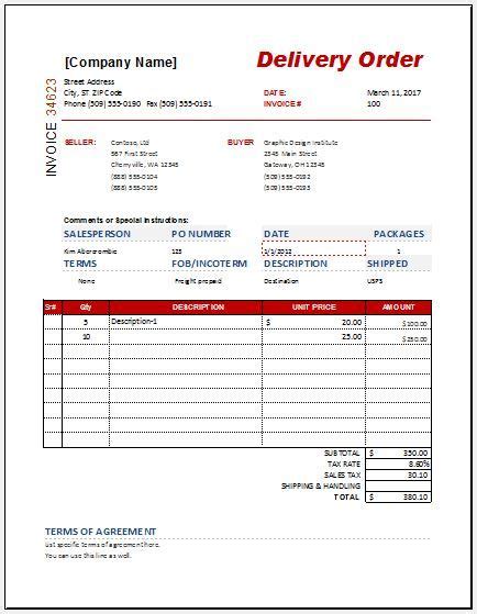 Delivery Order Form Templates for MS Word & Excel | Word & Excel ...