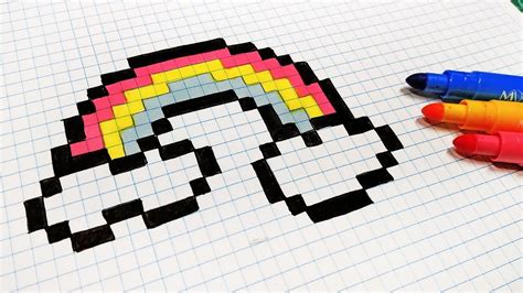 Handmade Pixel Art - How To Draw a Rainbow #pixelart - YouTube