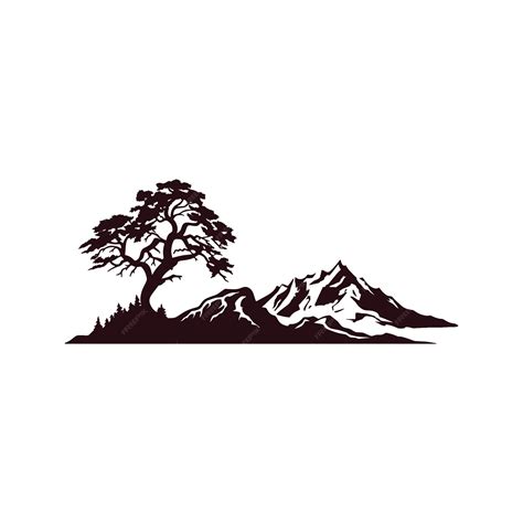 Premium Vector | Mountain landscape silhouette isolated on white ...