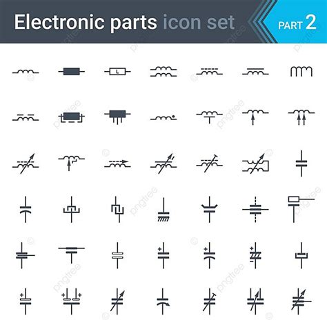 Set Of Symbols For Inductors Coils Capacitors And Electric Condensers ...