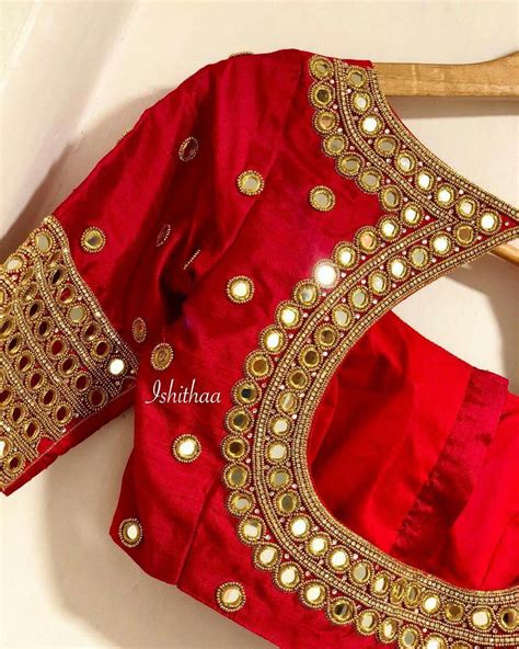 Pin by ALMEENAPRABHU on Embroidery N Aari Work | Mirror work blouse ...