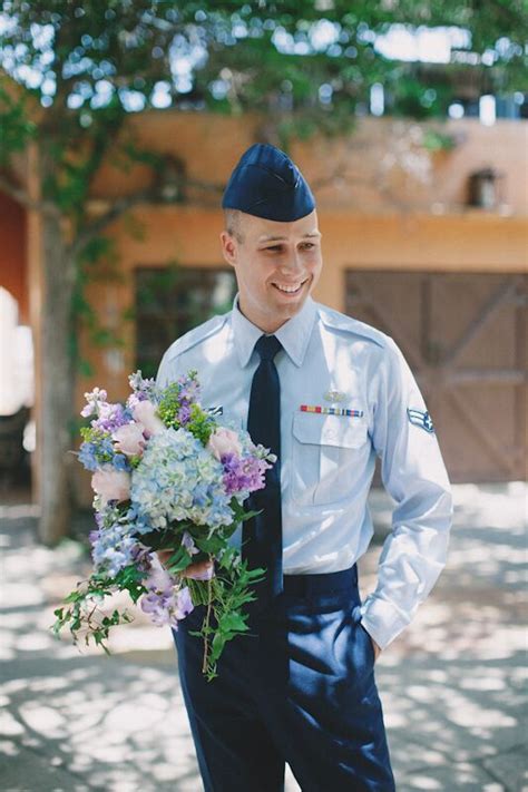 Air Force Dress Blues Groom at Fredericksburg, Texas Elopement