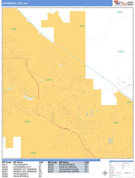 Cathedral City California Wall Map (Basic Style) by MarketMAPS