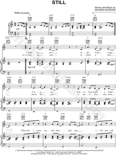 Hillsong "Still" Sheet Music in C Major (transposable) - Download ...