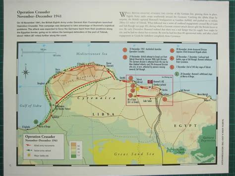 WW2 WWII MAP ~ Operation Crusader Nov-Dec 1941 Battle Sites Army ...