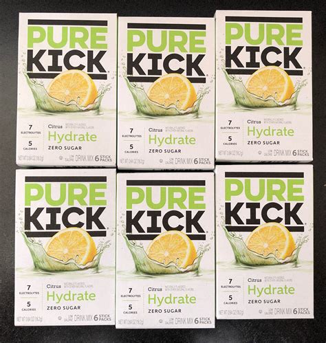 6 Boxes Pure Kick Energy Drink Mix Citrus Hydrate Singles to GO | eBay