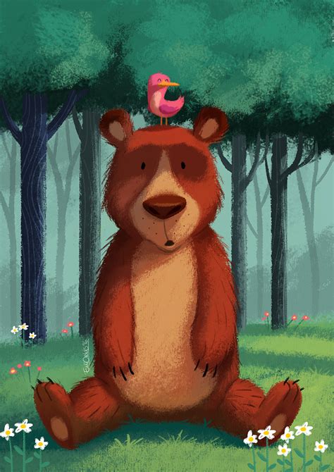 2D Bear Cartoon Creature Illustration - Illustration Agent Website