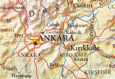 Geographic Map of Turkey with Capital City Ankara Stock Photo - Image ...