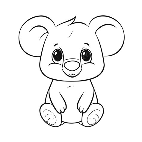 This Cartoon Baby Koala Coloring Page Outline Sketch Drawing Vector ...