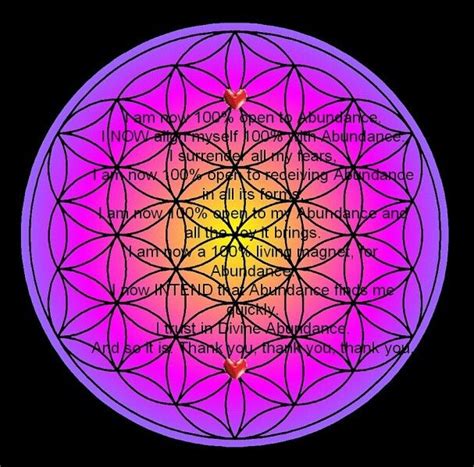 Flower of life w/ abundance affirmation Flower Of Life Symbol, Chakra ...