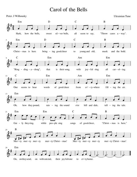 Carol of the Bells Sheet music for Piano | Download free in PDF or MIDI ...