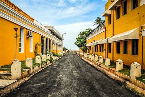 HD wallpaper: yellow concrete buildings, french, colony, india ...