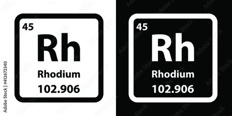 Rh Rhodium chemical element icon. The chemical element of the periodic ...