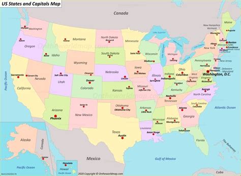 Usa Map With State Names And Capitals