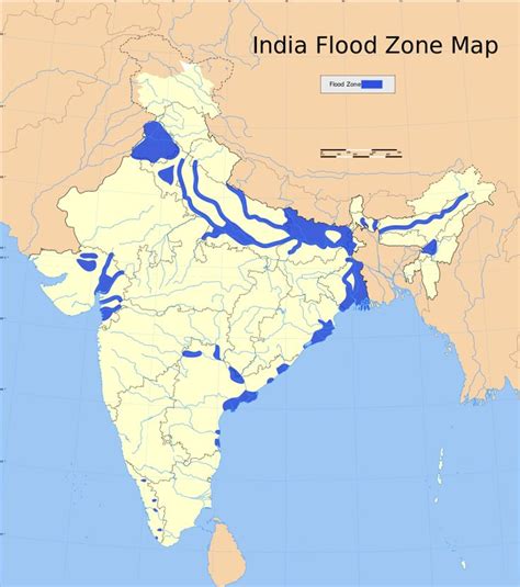 Map showing rivers and flood prone areas in India | Flood zone, India ...