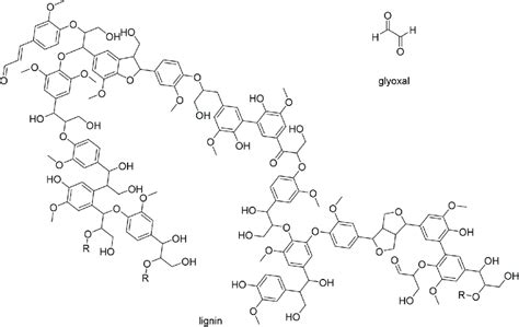 Representation of lignin structure and glyoxal. | Download Scientific ...