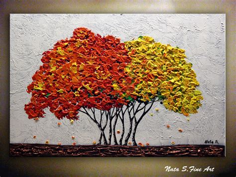 Autumn Trees Painting Original Textured Landscape Fall Tree - Etsy ...