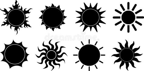 Sun silhouette set stock vector. Illustration of outline - 267122004