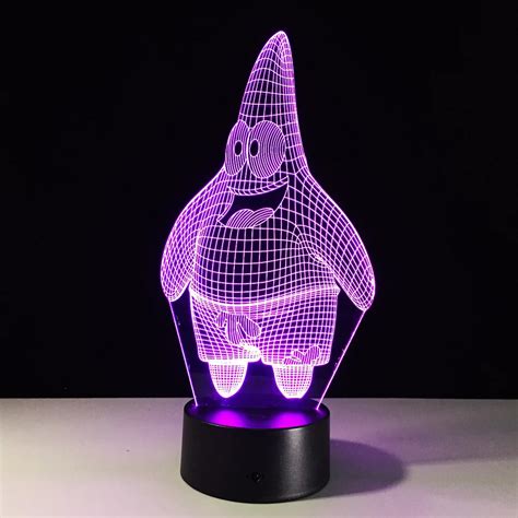 Cartoon Patrick Star Acrylic 7 Colors Desk Lamp 3D Lamp Novelty Led ...