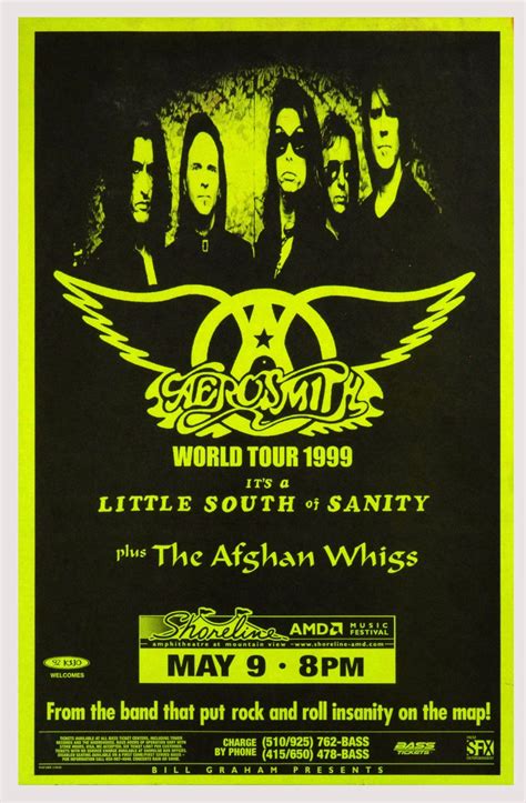 Aerosmith Poster World Tour 1999 May 9 Shoreline Amphitheatre Vintage ...