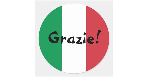 Italian Flag Thank You Grazie! Classic Round Sticker | Zazzle.com