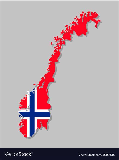 Norwegian flag on map Royalty Free Vector Image