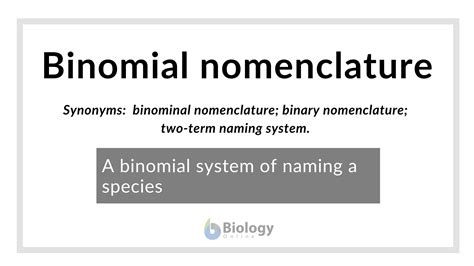 Binomial nomenclature - Definition and Examples - Biology Online Dictionary