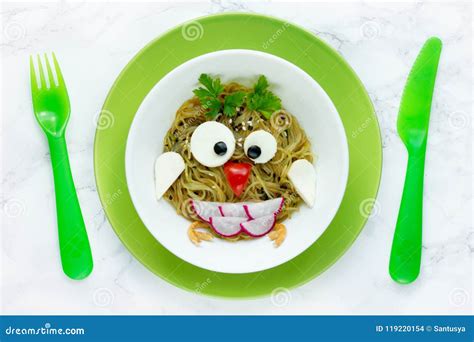 Funny Idea for Kids Meal - Pasta Spaghetti Owl Stock Photo - Image of ...