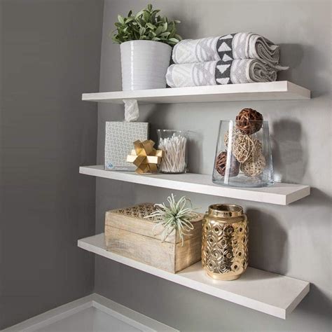 White Wall Mounted Floating Shelf,Set of 3 Wood Home Decoration Display ...