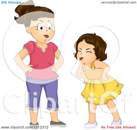 Cartoon of Sisters Fighting and Sticking Their Tongues out - Royalty ...