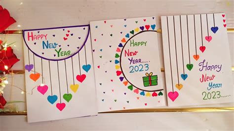 Happy New Year Card 2023 / easy and Beautiful new year greeting card ...