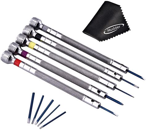 5 Pieces Watchmakers Jewelers Screwdrivers Set with 5 Replacement Tips ...