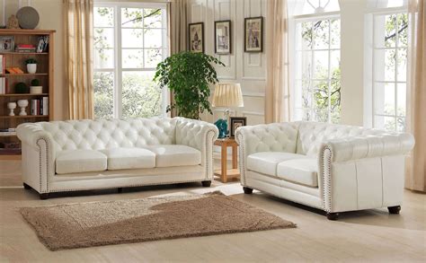 Monaco Pearl White Leather Living Room Set from Amax Leather | Coleman ...