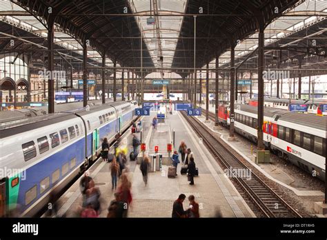 A busy Basel SBB railway station, Basel, Switzerland, Europe Stock ...