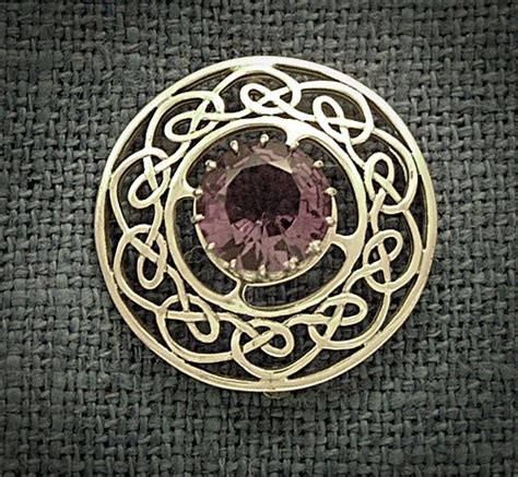 CELTIC SILVER BROOCH WITH AMETHYST - Isle of Mull Silver and Goldsmiths