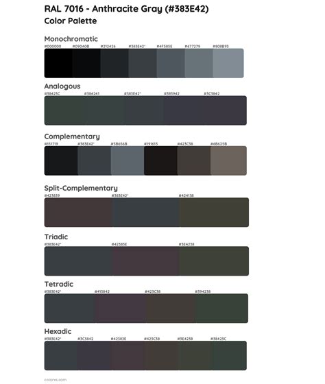 RAL 7016 - Anthracite Gray color palettes - colorxs.com