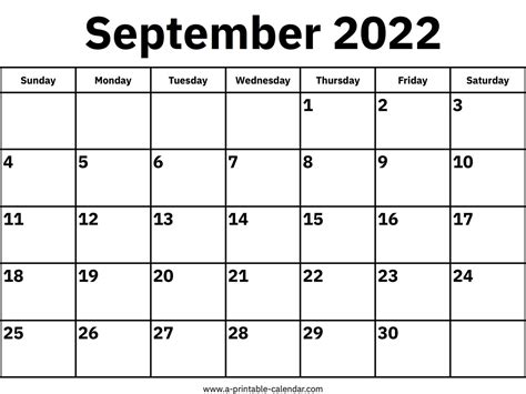 September 2022 Calendars – Printable Calendar 2022