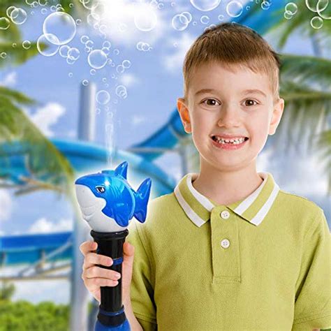 ArtCreativity Light Up Shark Bubble Blower Wand, 11.5 Inch Illuminating ...