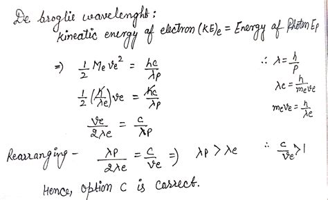 The kinetic energy of electron and photon is same then relation between ...