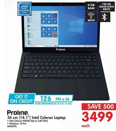 Proline 14.1" Intel Celeron Laptop offer at Makro