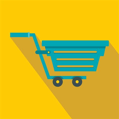 Blue shopping cart icon, flat style 15210963 Vector Art at Vecteezy