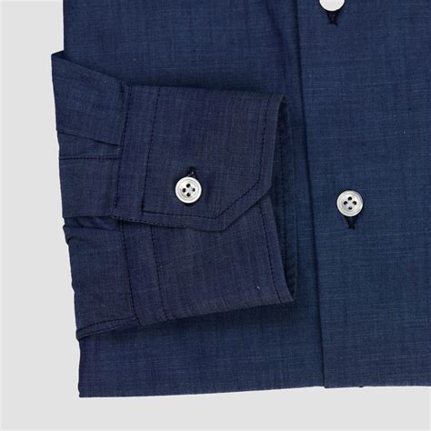 Albini Blue Chambray Cotton Shirt | Shop on Barròco