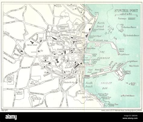 CHANNEL ISLANDS: Guernsey: St. Peter Port town plan. WARD LOCK, 1925 ...