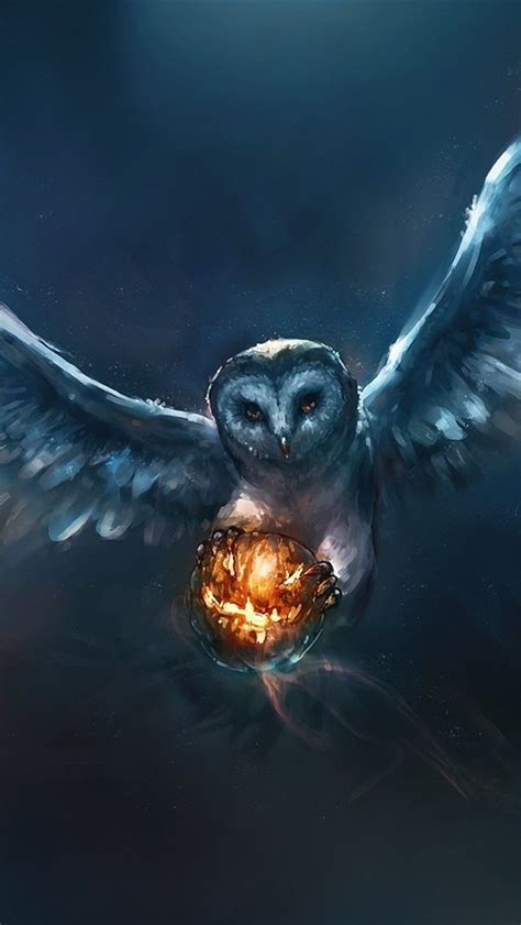 Animal painting, owl, halloween, pumpkin 640x1136 iphone 5/5s/5c/se ...