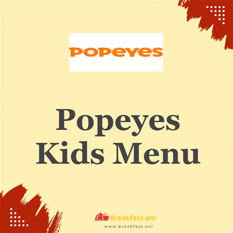 Popeyes Kids Menu with Prices 2024 - Meals, Deals, Calories - Breakfast