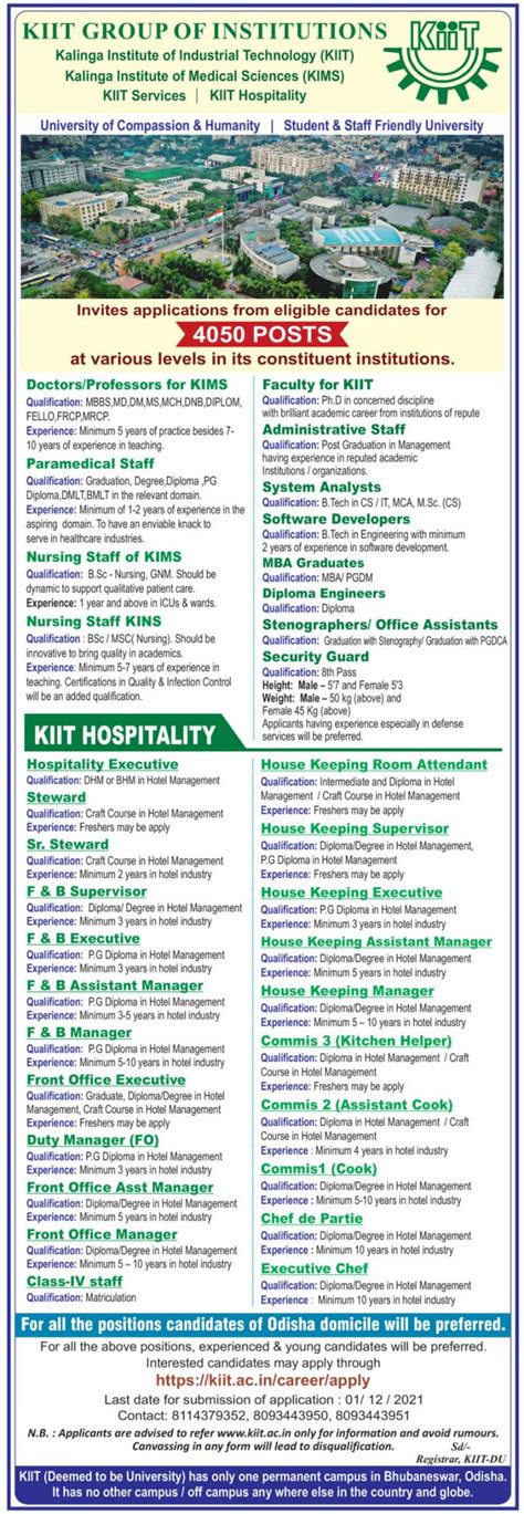 KIIT Announces Mega Recruitment Drive (4050 Vacancy) - Apply Now | KIIT ...