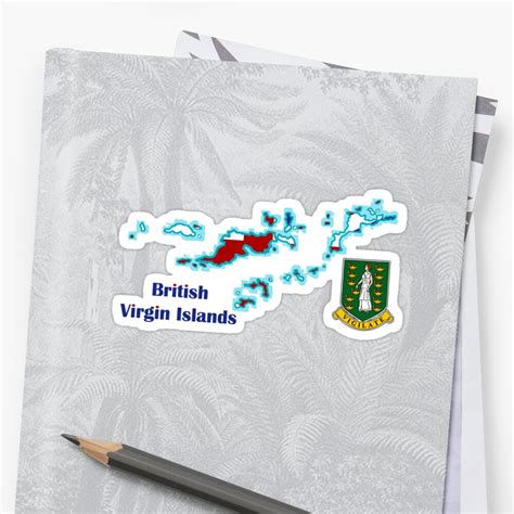 "British Virgin Islands BVI Map with Flag" Sticker by Havocgirl | Redbubble