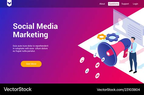 Social media marketing 3d template Royalty Free Vector Image