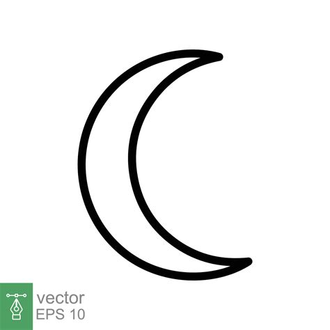 Moon icon. Simple outline style. Half moon, crescent, moon star, light ...